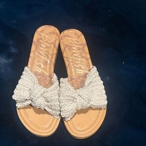 Blowfish Cream Knotted Slide Sandals